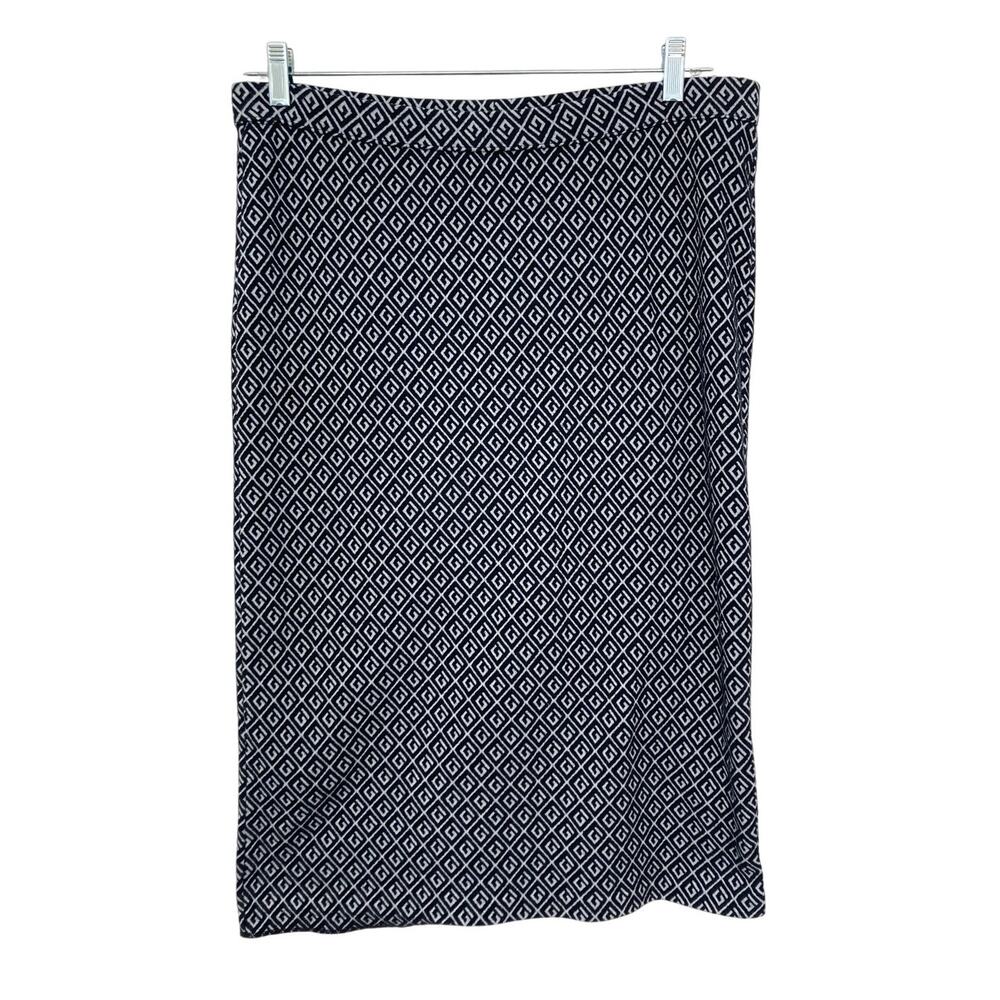 Anthropologie Maeve Fall Academia Black White Geometric Comfy Pencil Skirt Large